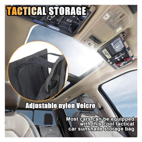 Tactical Molle Car Sun Visor Organizer, Large Molle Visor Panel Storage Black