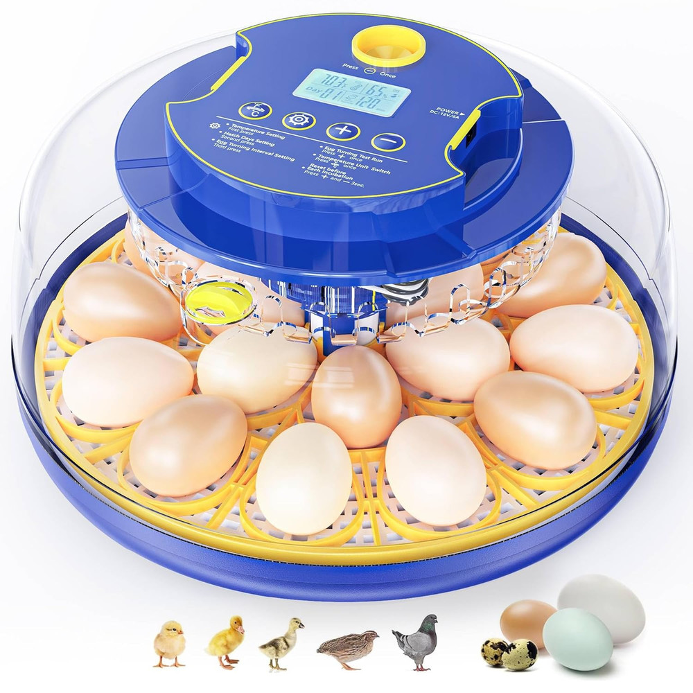 18 Egg Incubator with Auto Turning, Humidity Control & Egg Candler