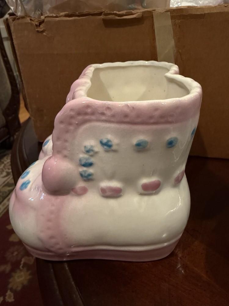 Vintage 4” Pink Booties Planter