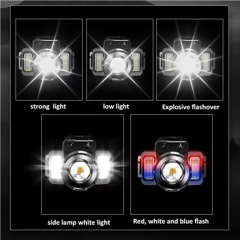 Powerful LED flashlight head USB charging head lamp outdoor flashlight 2 package