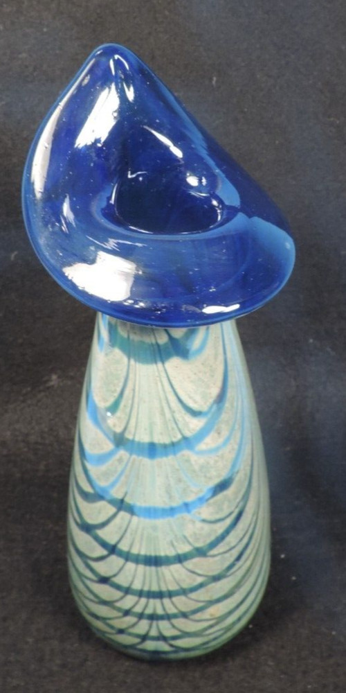 original HAND BLOWN GLASS - CALLA LILY & FEATHER DESIGN (MINT)