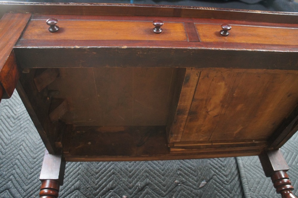 Antique Victorian William IV Mahogany Tooled Leather Writing Table Desk Console