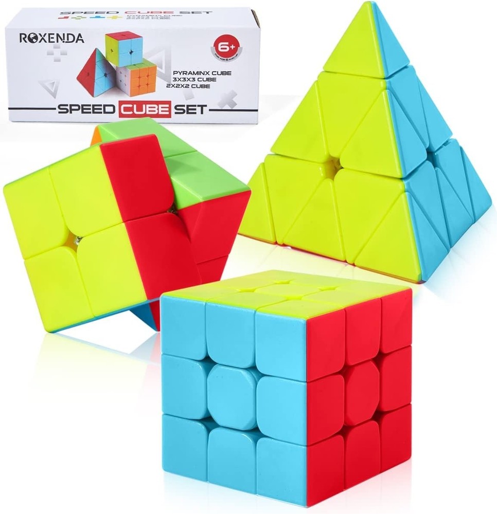Speed Cube Set, Magic Cube Set of 2x2x2 3x3x3 Pyramid Cube Smooth Puzzle Cube...