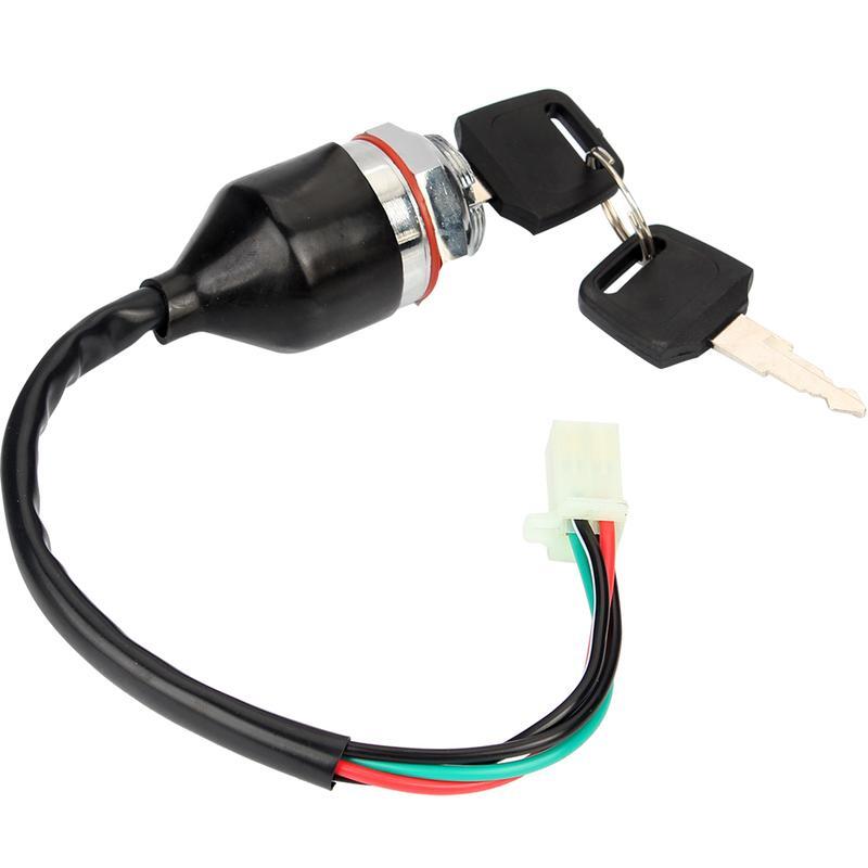US 4 Wire 4 Pin Ignition Key Switch Starter+ 2 Keys On-Off key cylinder Switch