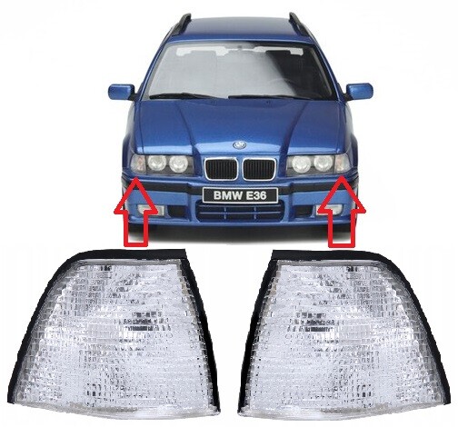 LEFT+RIGHT WHITE TURN SIGNAL INDICATOR SET FOR BMW  3 E36 1990-2000