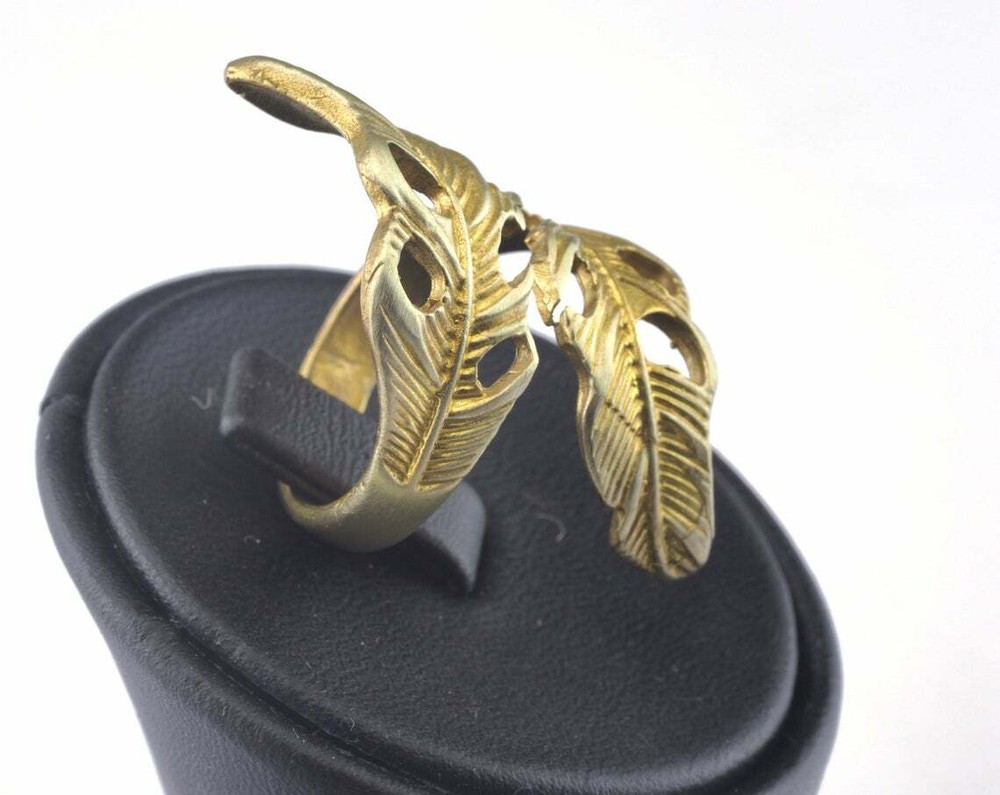 Ring Leaf Adjustable Ring Raw brass Wrap Nature Leaves Statement Ring