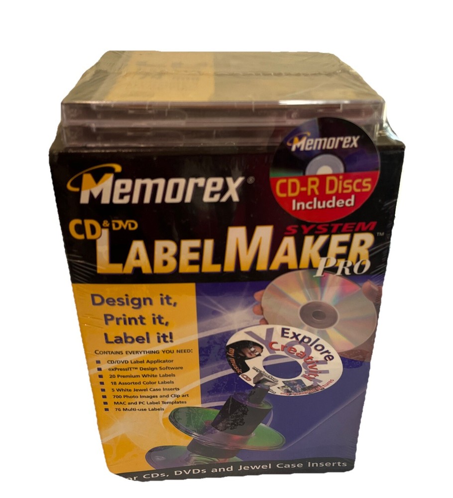 Pro Memorex Label Maker - CD & DVD Design System Mac/PC 2000 SEALED