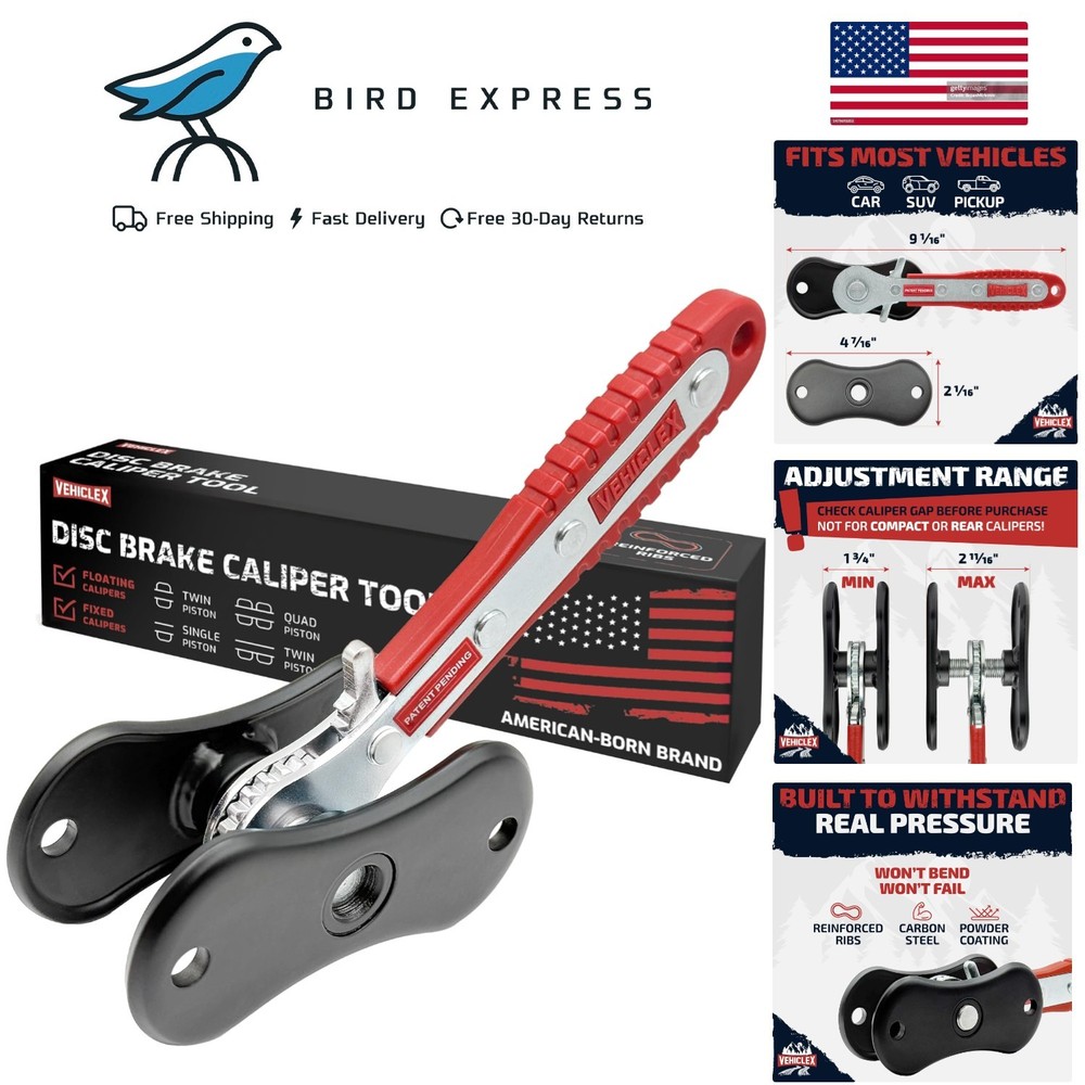 Heavy Duty Brake Caliper Compression Tool with Rachet Handle & Reinforced Plates