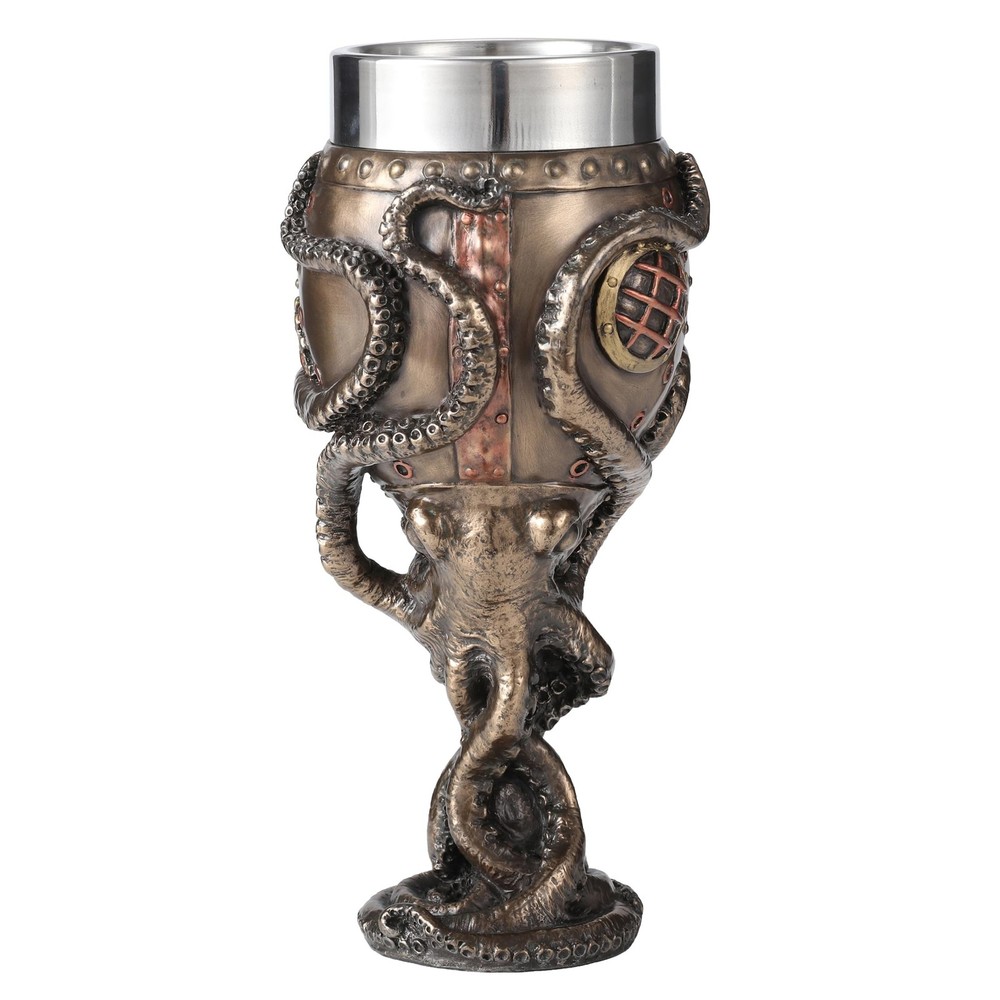 Resin Goblets Steampunk Brass Octopus Grasping Bathysphere Gobletk, Bronze