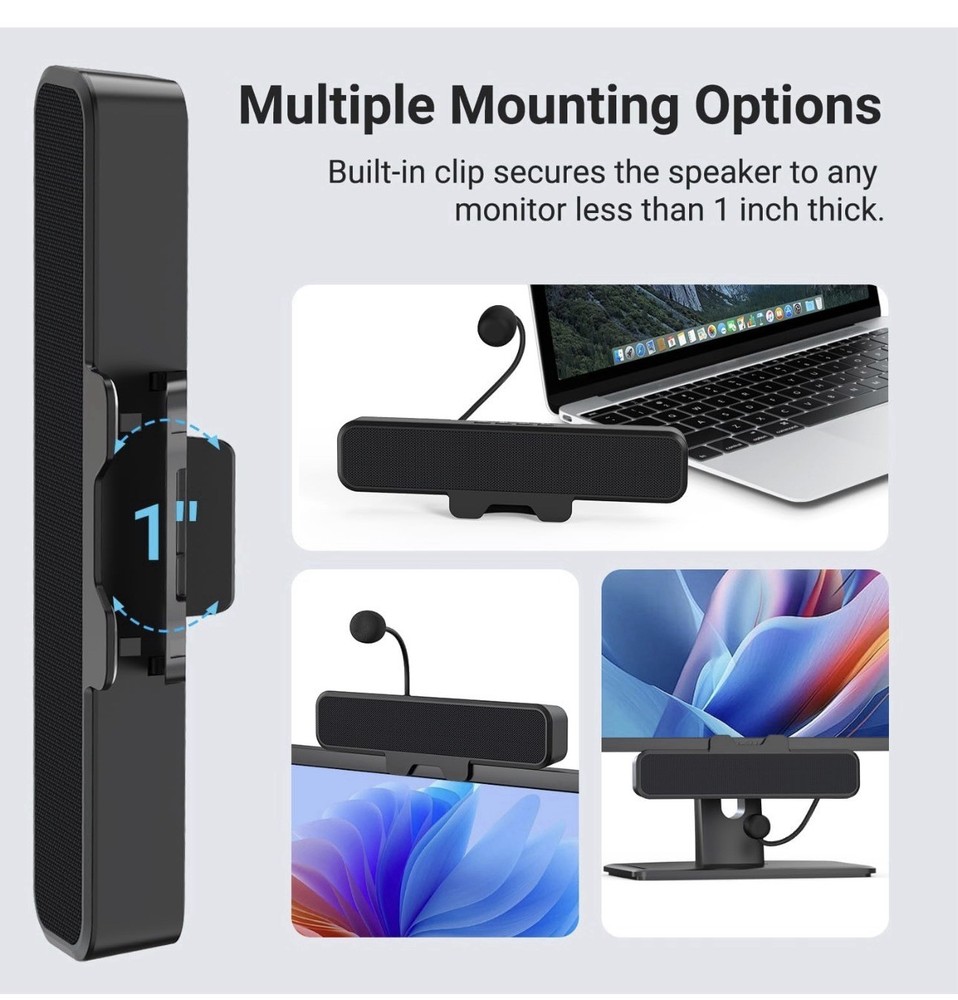 INGA Computer Speakers With Detachable Mic, Plug-And-Play