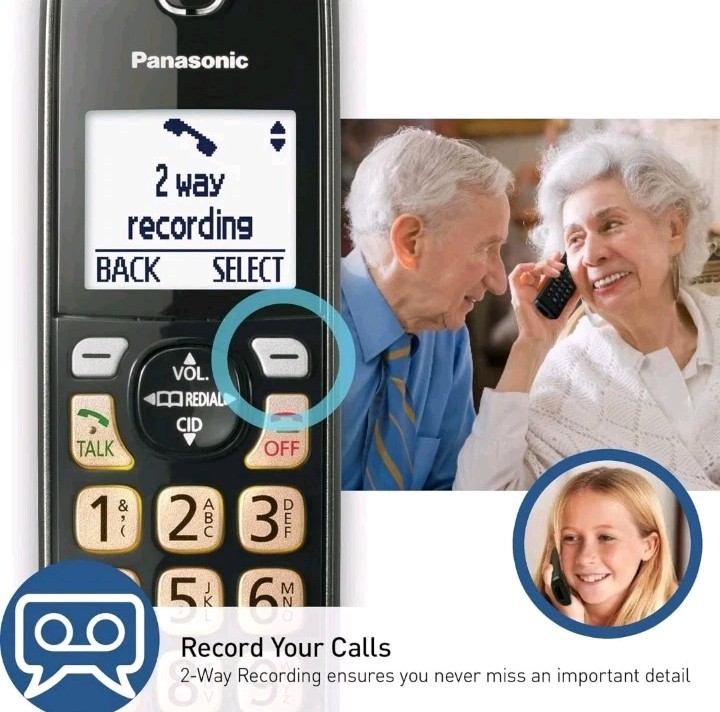Panasonic Cordless Landline Phone 2 Handsets Advanced Call Blocking Features