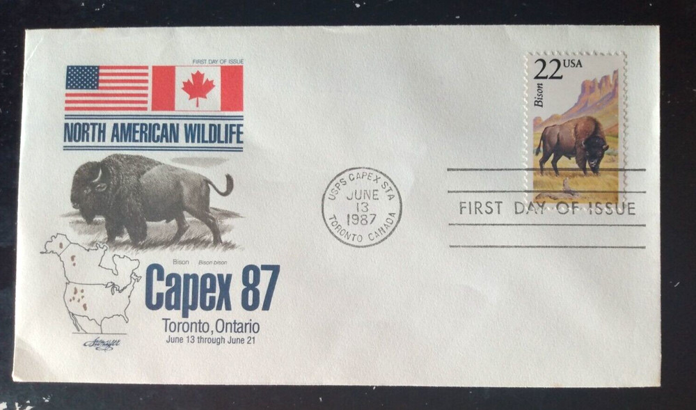 BISON  WILDLIFE 1987 CAPEX ARTMASTER CACHET  FDC VF UNADDR