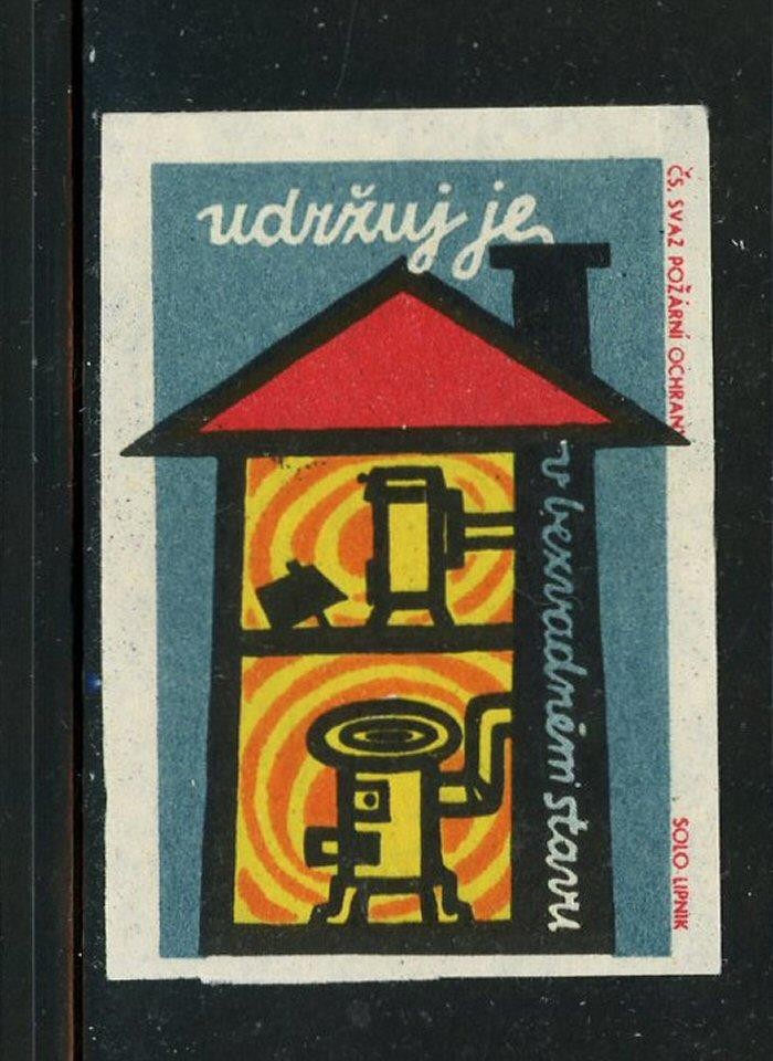 Keep Them (Heaters?) In Excellent Condition Czech Match Box Label