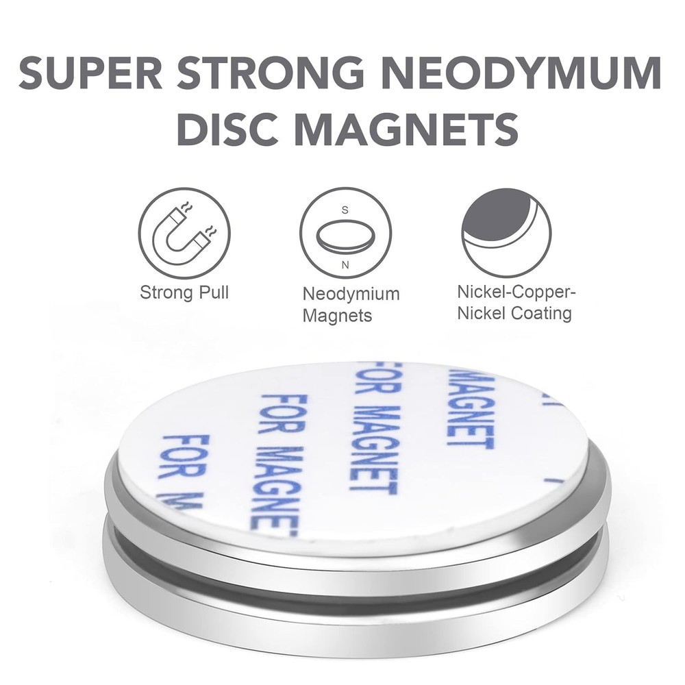 Durable Double-Sided Adhesive Neodymium Magnets - 17 lb Pull Force, 2 Pack