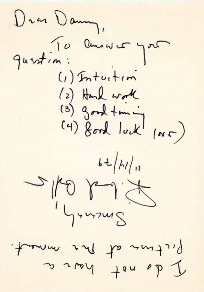Richard Adler- Signed Handwritten Note