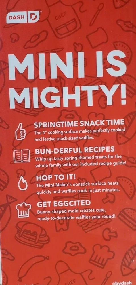 DASH MINI EASTER BUNNY RABBIT SHAPED WAFFLE MAKER ELECTRIC KITCHEN APPLIANCE