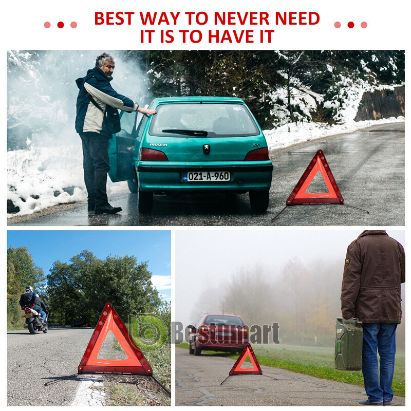 17-inch 3 Pack Warning Triangle DOT Approved Reflective Warning Road Safety