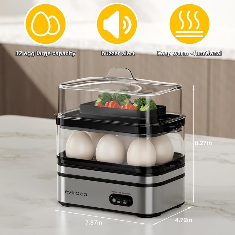 Multi-functional Egg Cooker Steamer Easy Clean Space Saving Ideal Breakfast New