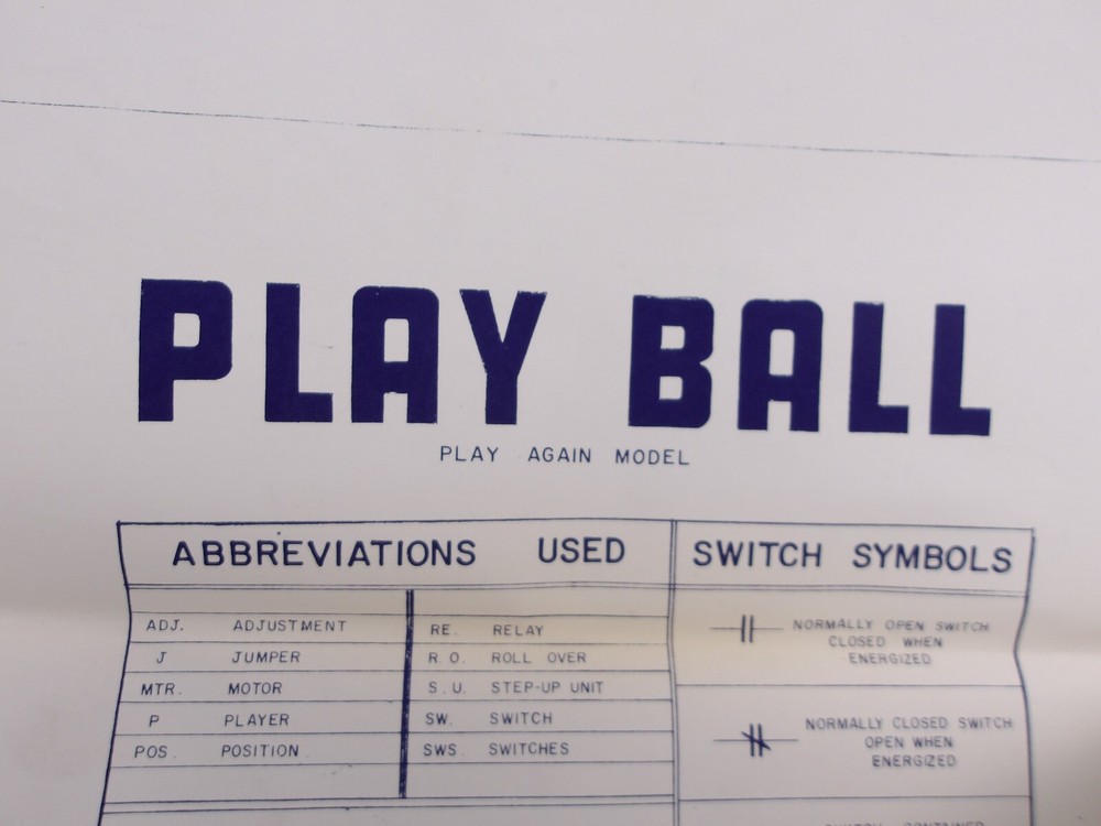 Midway: Play Ball - Pitch & Bat - Schematic- NOS