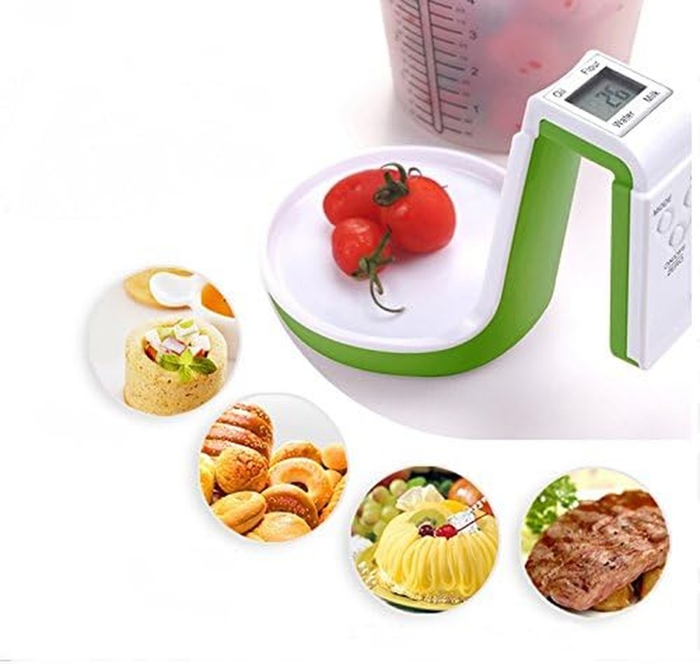 Digital Kitchen Scale and Measuring Cup White
