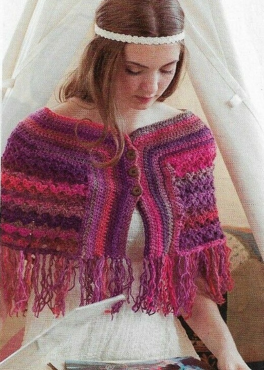 CATSKILLS CAPE PONCHO WOMEN'S CROCHET PATTERN INSTRUCTIONS