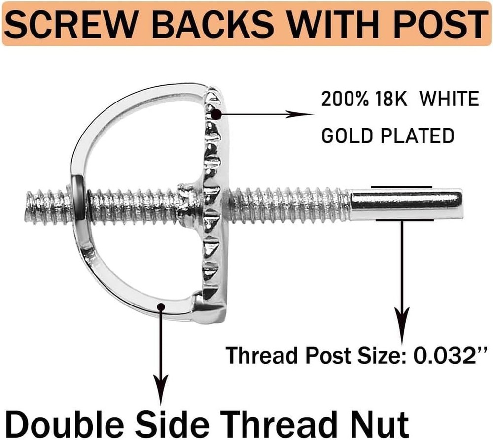 DELECOE 14K Gold Plated Secure Screw Earring Backs Replacement for Diamond Ea...
