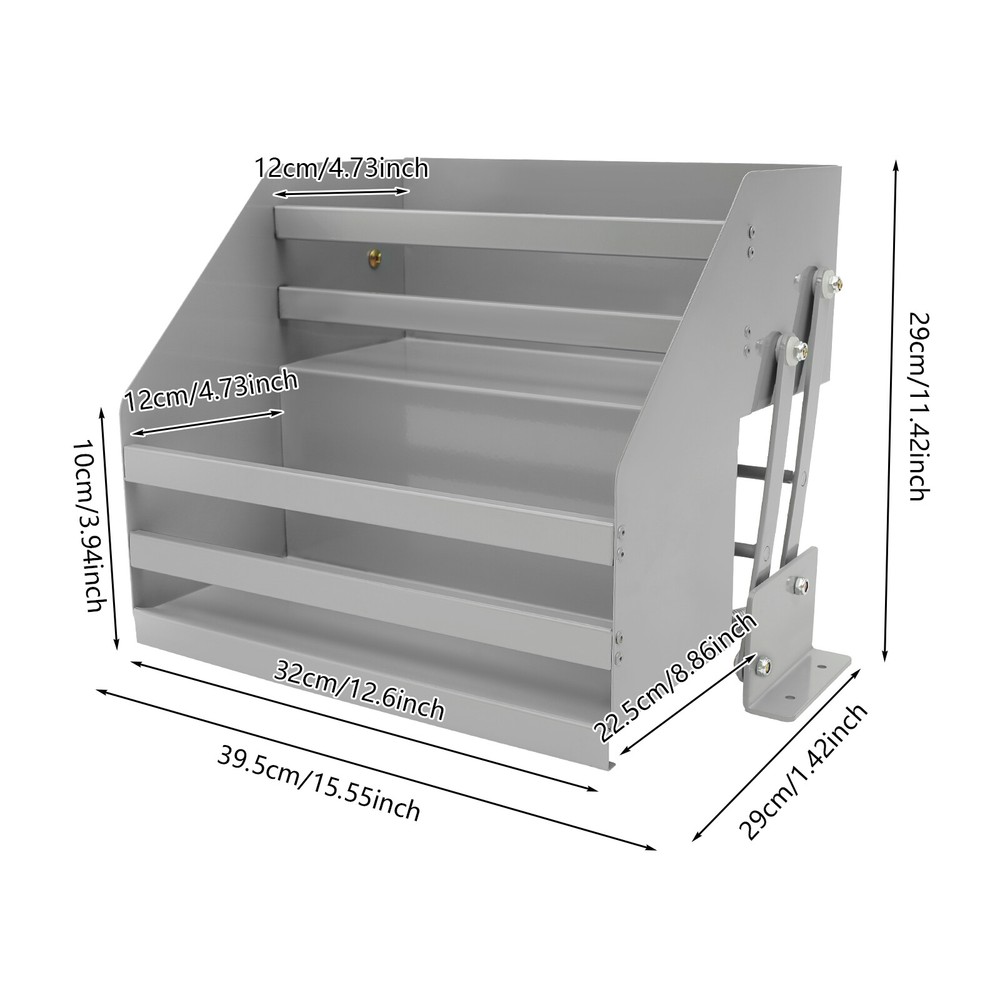Pull Down Cabinet Organizer 2 Tier Cabinet Wall Shelf Rack L-Shaped Base