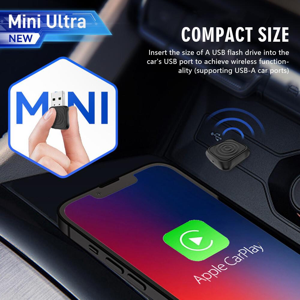 5.0 Mini Wireless CarPlay & Android Auto Adapter 5.8GHz Plug & Play