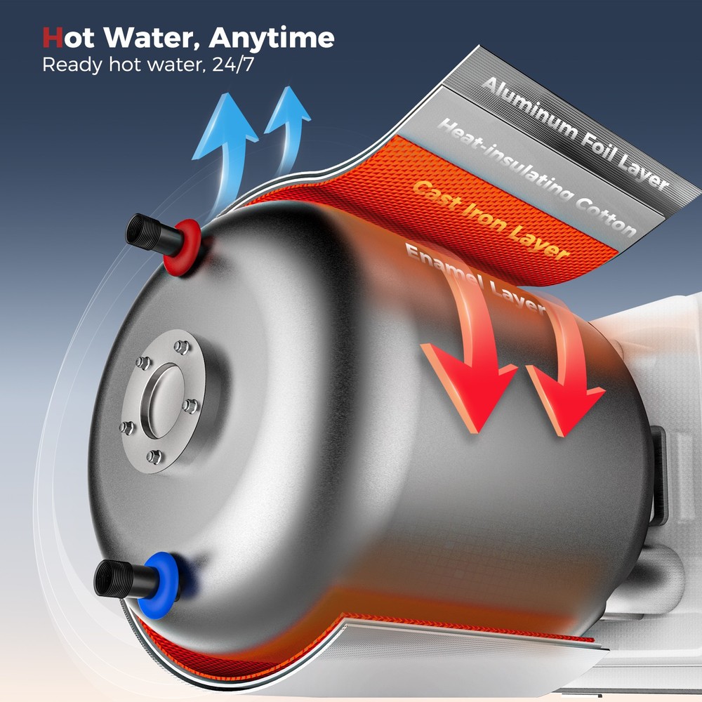 6 Gallon RV Water Heater Gas Electric Hybrid Replacement for Suburban & Dometic