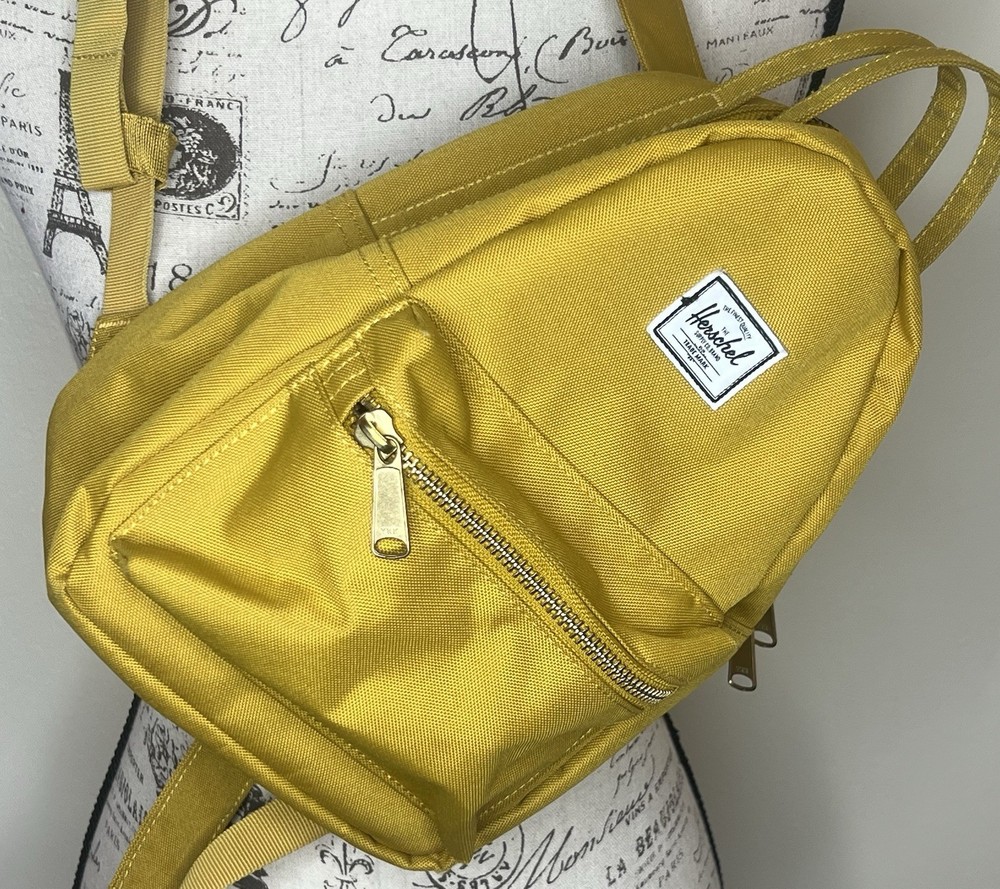 Herschel Supply Co Small Backpack Solid Mustard Yellow EUC *Read Description*