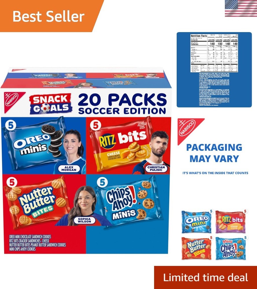 20 Pack Assorted Snacks: OREO Mini, CHIPS AHOY! & RITZ for Lunch Boxes & Parties