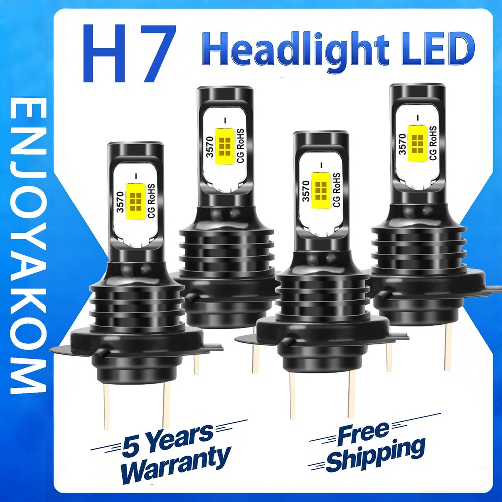 H7 + H7 LED Headlight KIT Combo Bulbs High Low Beam Super Bright White 10000K