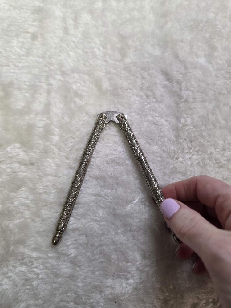 Vintage Silverplate Metal Nutcracker/Seafood Cracker Etched Textured Holiday