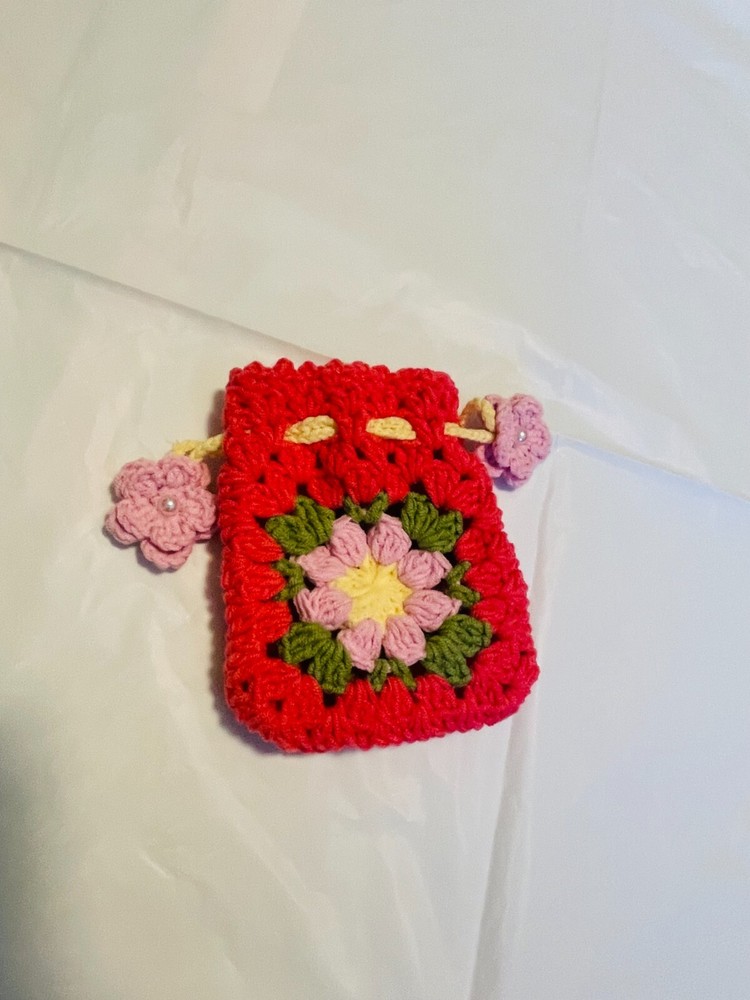 Crochet drawstring bag