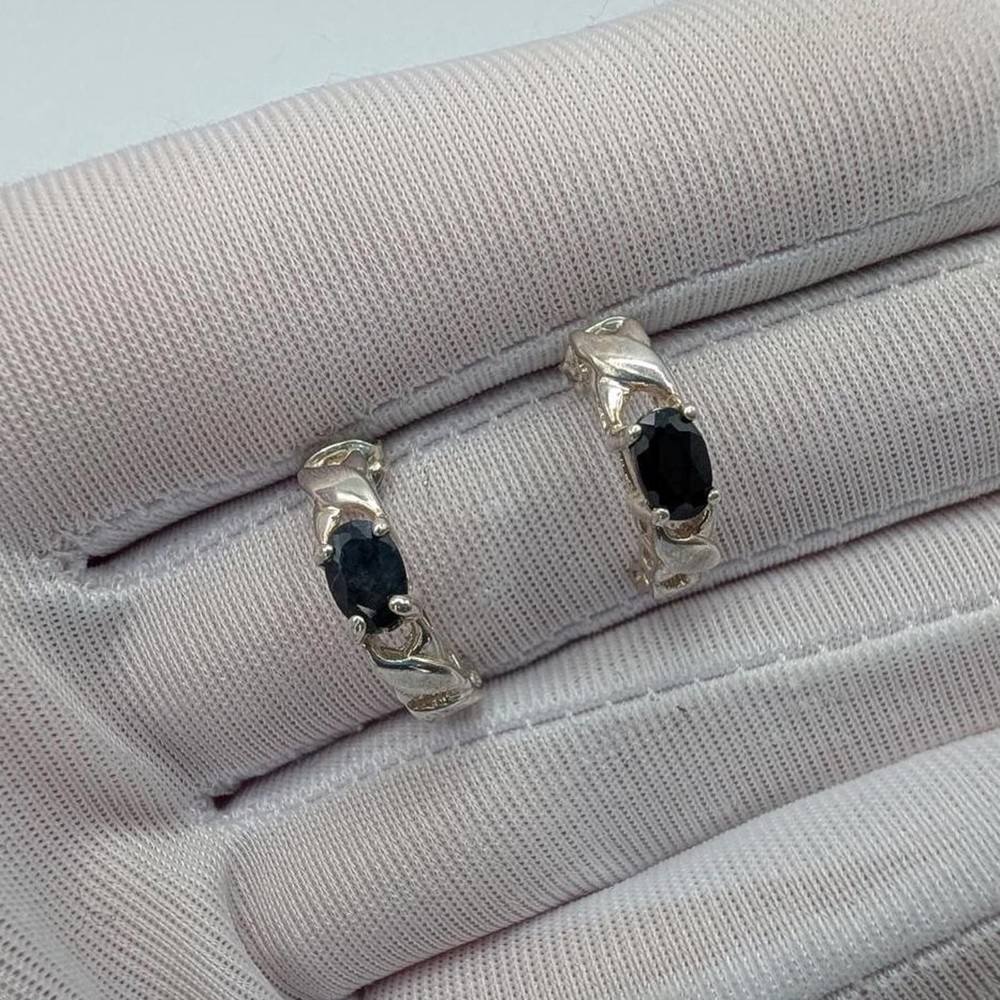 Sterling Silver Black Sapphire Ring and Earrings Set