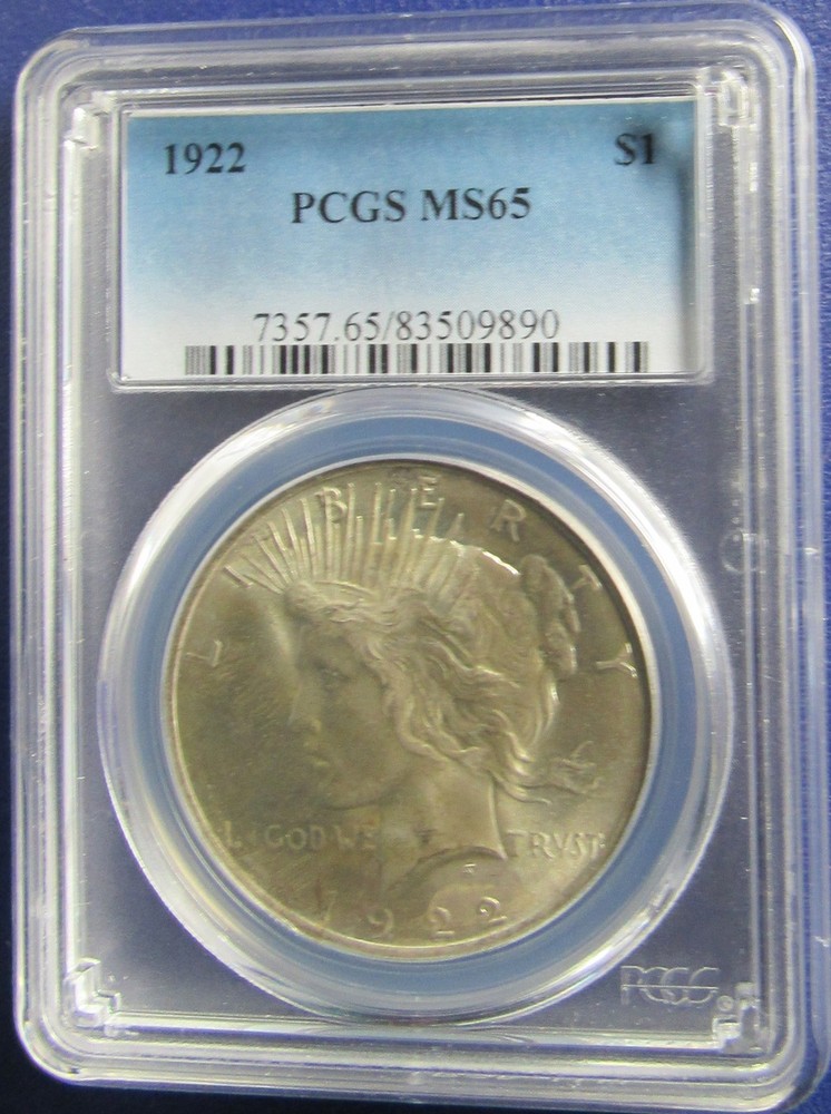 1922 Peace Silver Dollar MS 65 PCGS, Super Sharp Details.