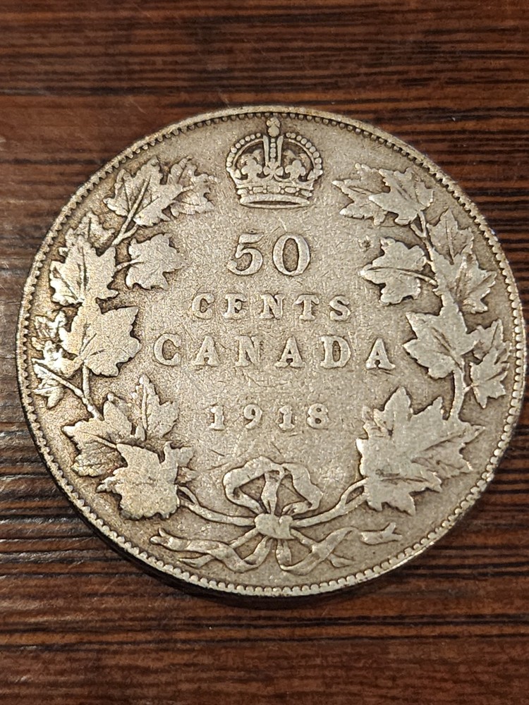 1918 Canada 50 Cents Silver Coin