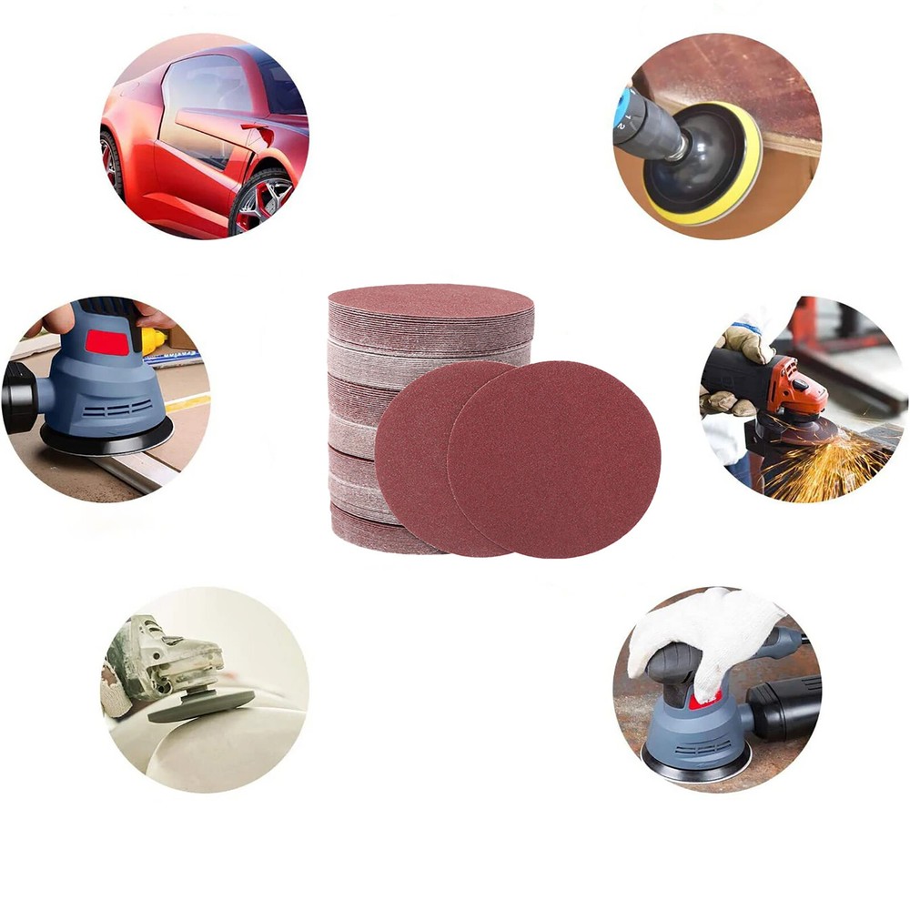 75mm Sanding Discs 3 inch Sander Pads Sandpaper 40 - 2000 grits Hook & Loop/Red