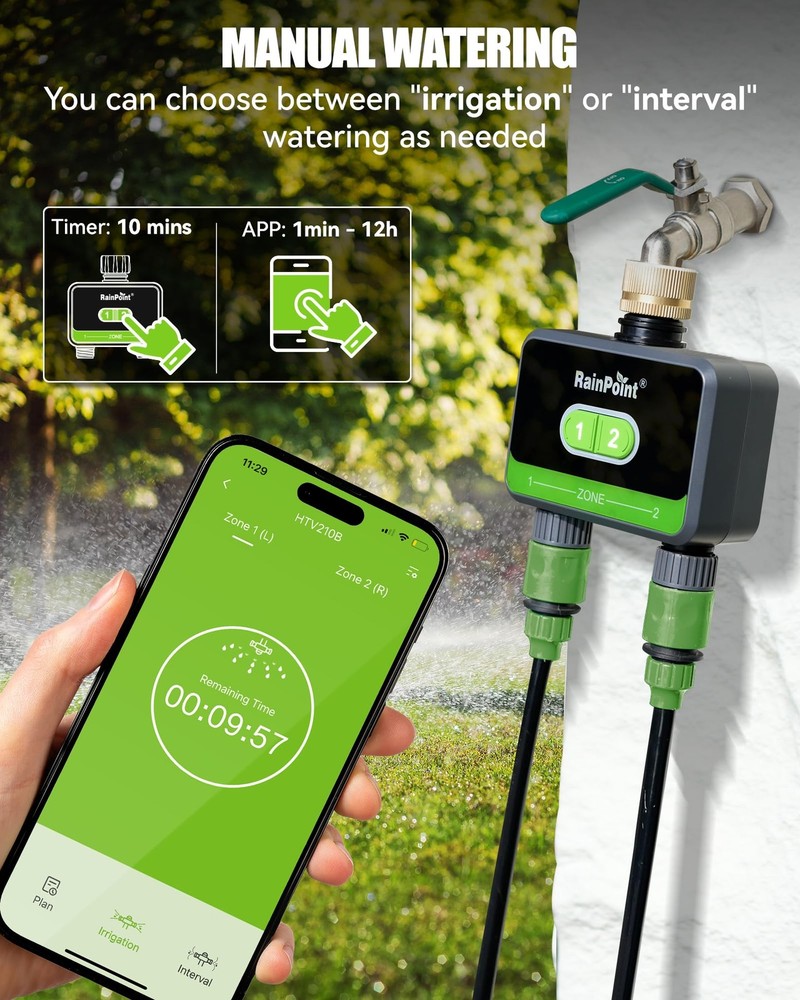RAINPOINT Bluetooth Water Timer for Garden Hose Smart Hose Timer 2 Outlet(Not...
