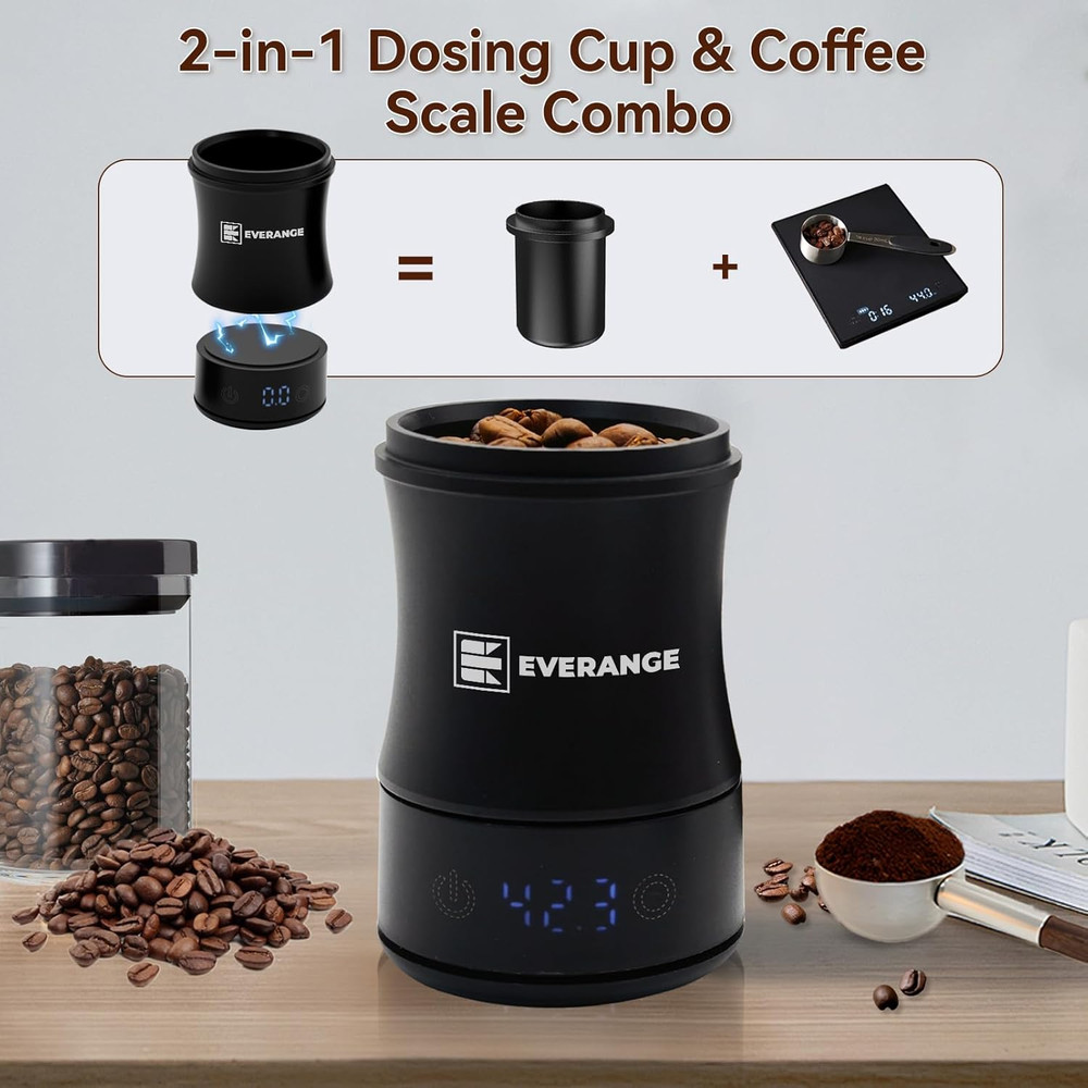 Rechargeable Digital Coffee Scale with Timer and Dosing Cup, Black