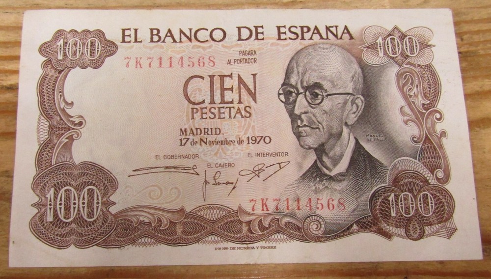 1970 + 100 Pesetas Spain Banknote