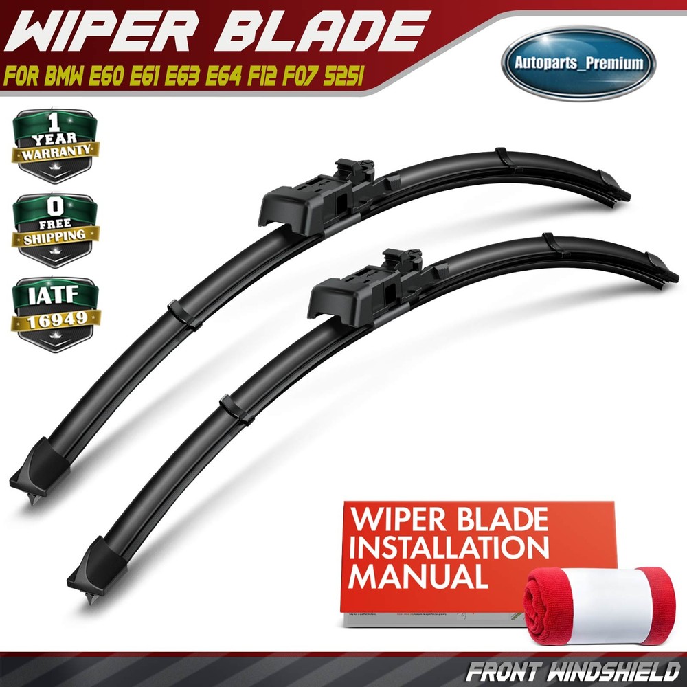 2x Front 24" & 22" Windshield Wiper Blades for BMW E60 E61 E63 E64 F12 F07 525i