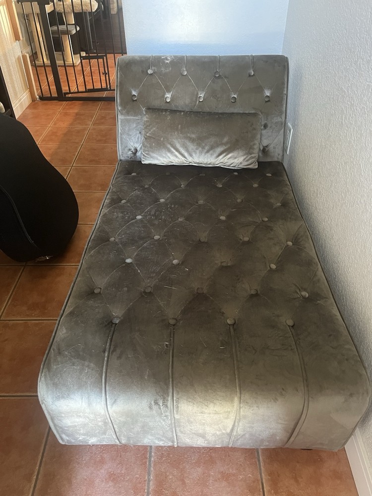 Velvet Grey Button chaise lounge sofa
