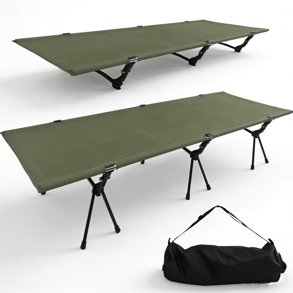 Portable Folding Camping Cot, Height Adjustable Sleeping Cot for Adults