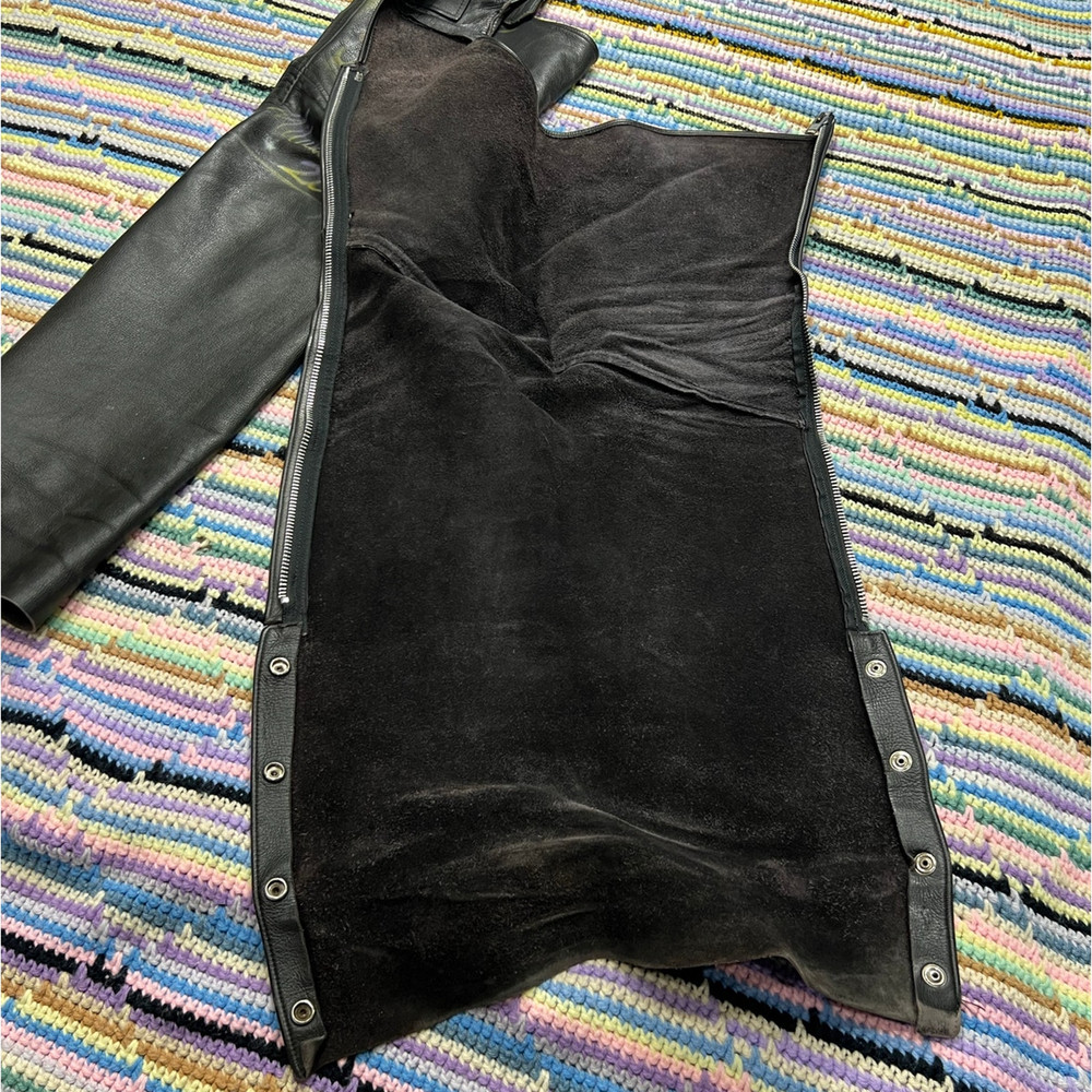 90s Genuine Leather Custom Painted Motorcycle Chaps