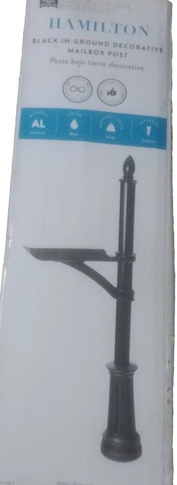 Hamilton Black In-Ground Steel Mailbox Post