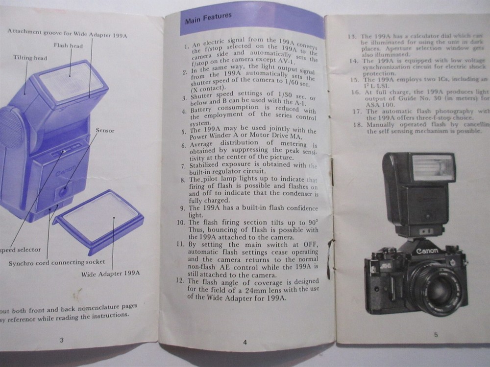 Canon Speedlite 199A Owner’s Manual Instructions Guide