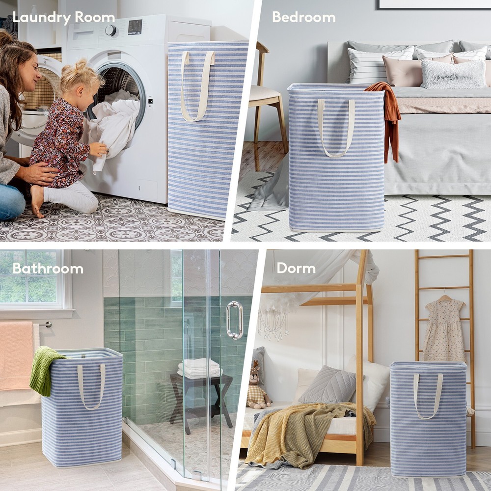 3 Pack Large Laundry Hamper, Freestanding Waterproof Clothes Hamper with Handles