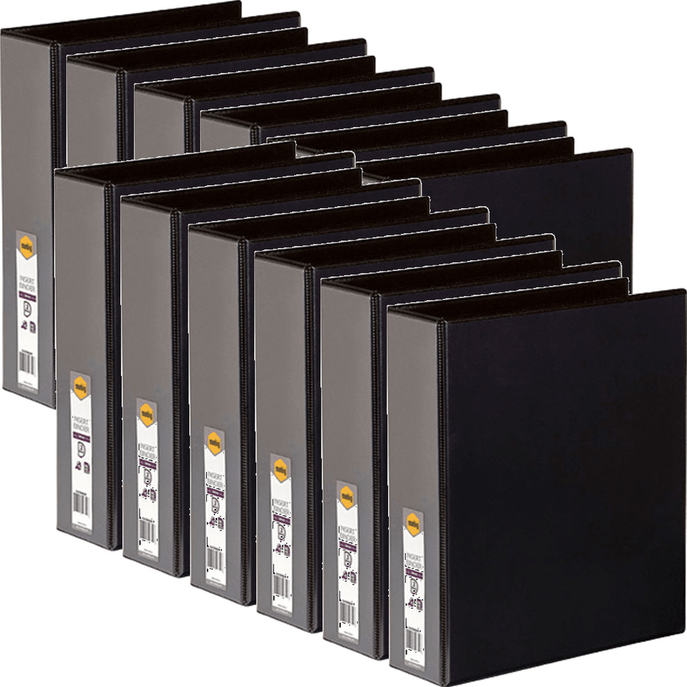 NEW Marbig Clear View Insert Ring Binder 2D 50mm A4 Black 12 Pack Bulk