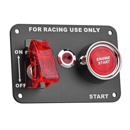 Racing Car Ignition Switch Panel, 12V Switch Panel 2 in 1 with Car Engine red
